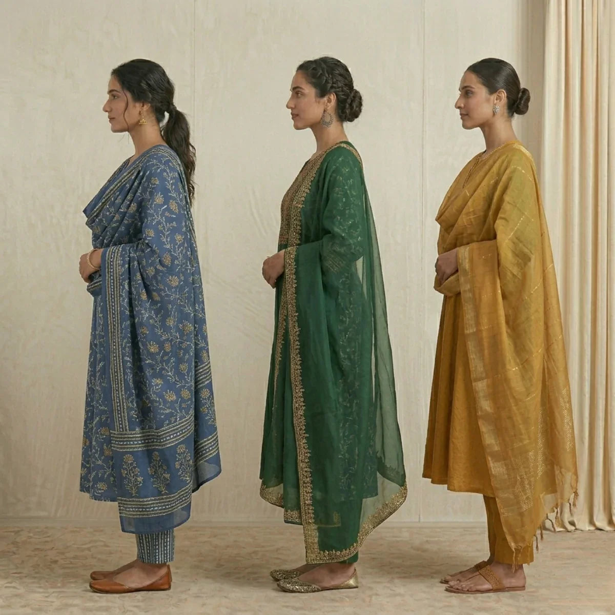 Pack of 3 Women’s Designer Kurta Sets – Ethnic Kurta Pant Dupatta Set for Women