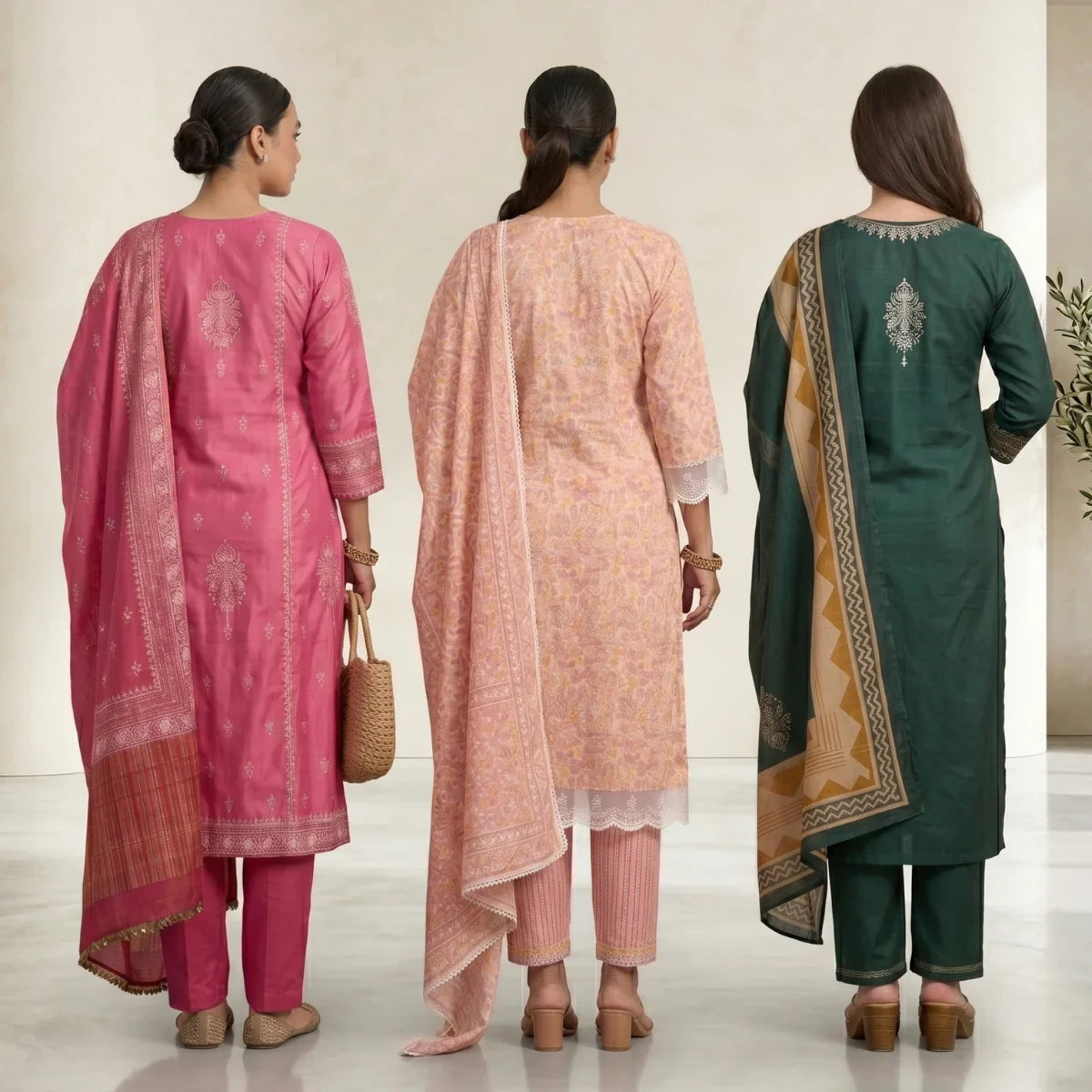 Pack Of 3 Kurta Sets with dupatta Trendy Ethnic Wear