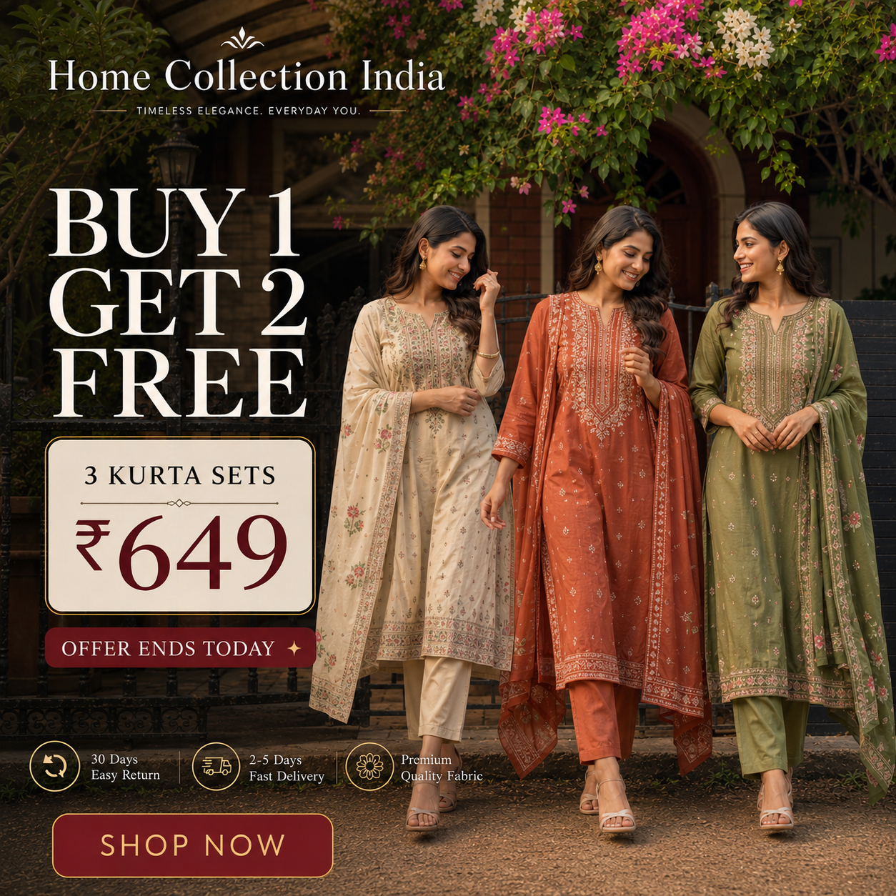 Buy 1 Get 2 Free Kurta Sets