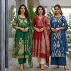 Pack of 3 Women’s Designer Kurta Sets – Ethnic Kurta Pant Dupatta Set for Women