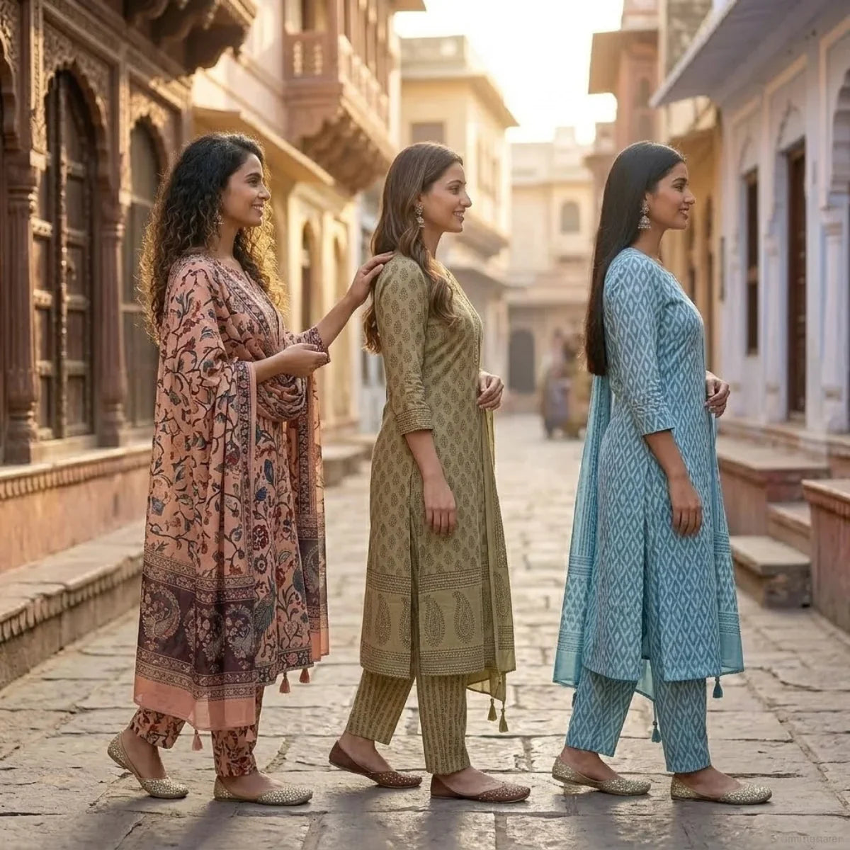 Pack Of 3 Kurta Sets with dupatta Trendy Ethnic Wear