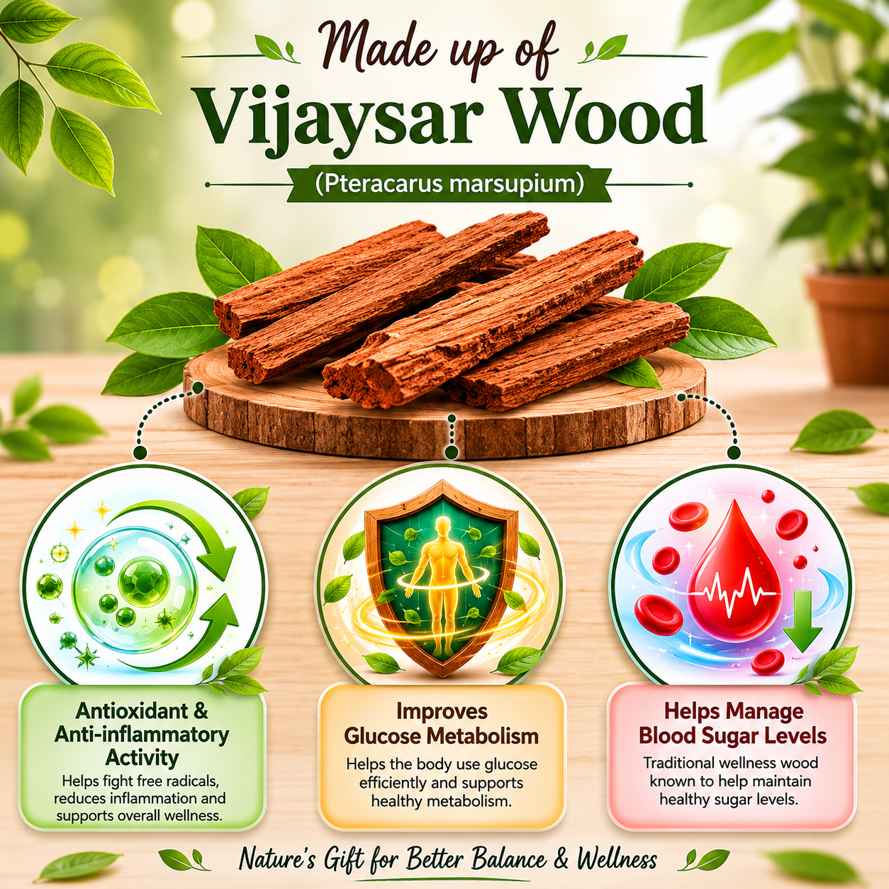 🍃💚 Wellness Wooden Water Glass – Weight & Sugar Support🪵