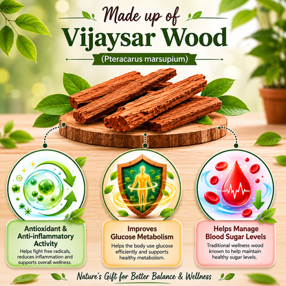 🍃💚 Wellness Wooden Water Glass – Weight & Sugar Support🪵