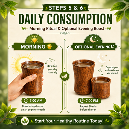🍃💚 Wellness Wooden Water Glass – Weight & Sugar Support🪵