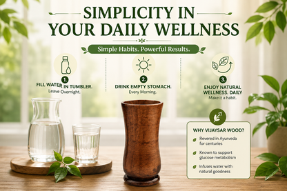 🍃💚 Wellness Wooden Water Glass – Weight & Sugar Support🪵