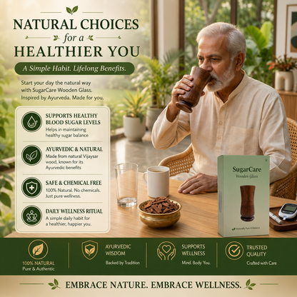 🍃💚 Wellness Wooden Water Glass – Weight & Sugar Support🪵