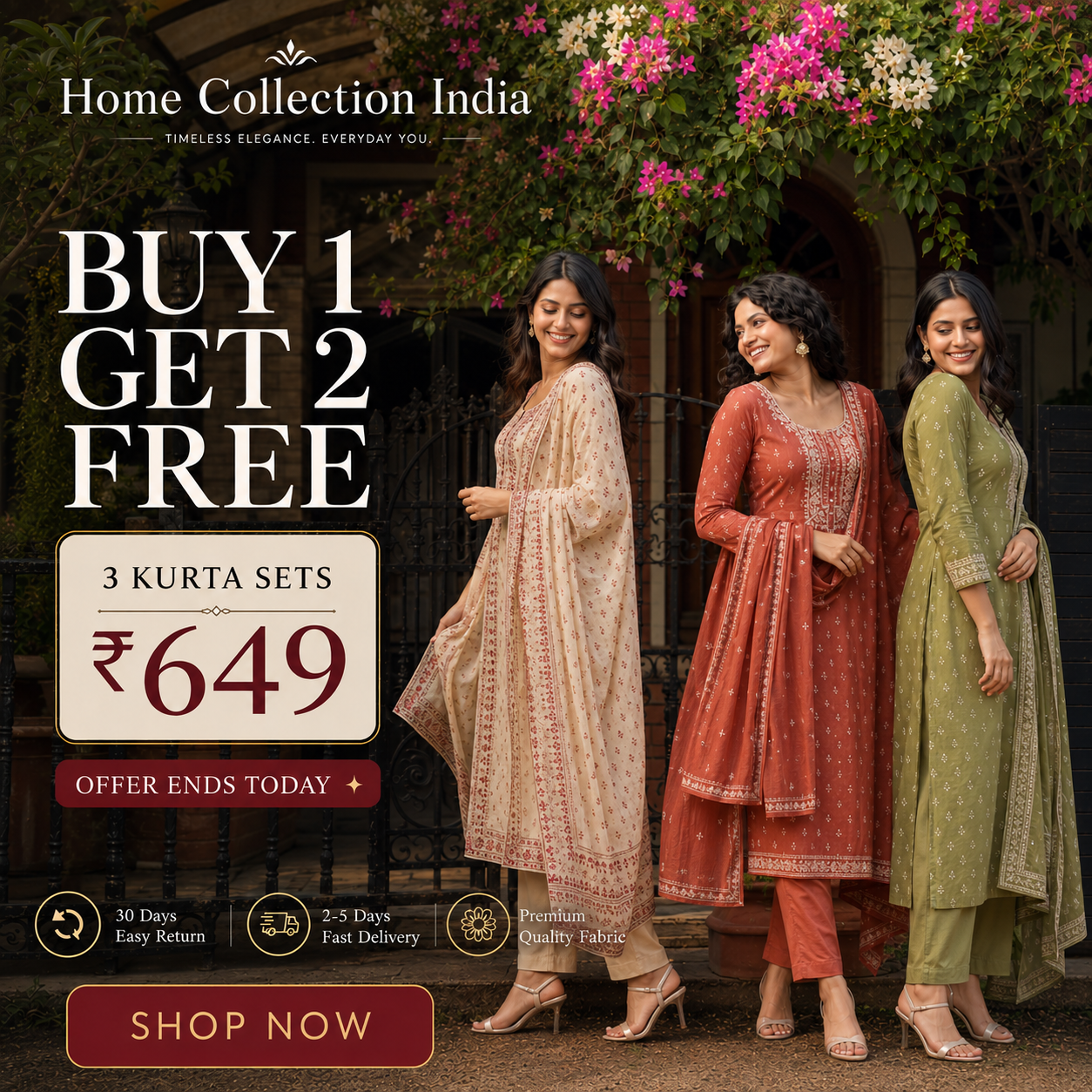 Buy 1 Get 2 Free Kurta Sets